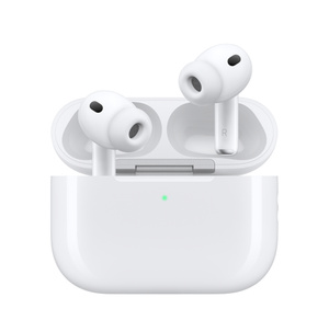 AirPods Pro 3, Weiß, MagSafe Ladecase (USB-C), gerundetes Case von außen, externe LED Ladeanzeige, geöffnetes Case mit kabellosen Kopfhörern, Ohreinsätze aus Silikon