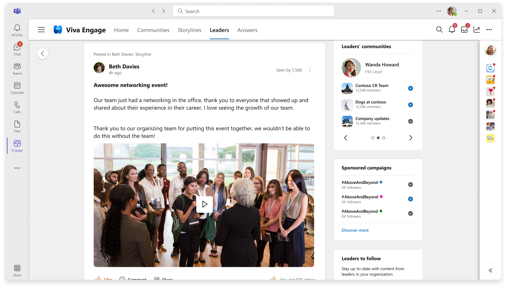 View campaigns in your leadership corner.
