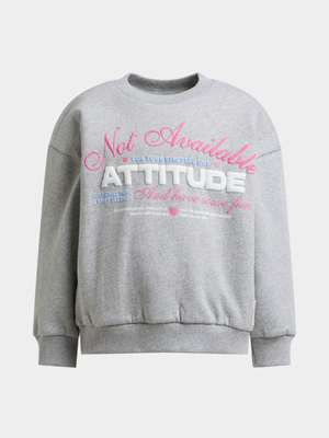 Exact Older Girl's Grey Graphic Print Sweat Top