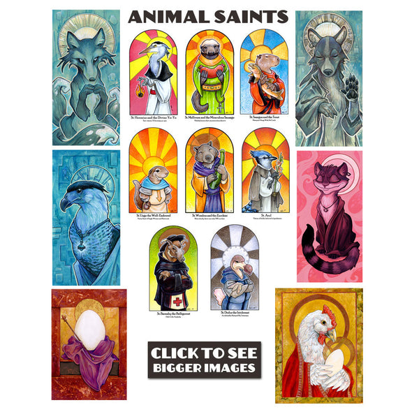 Animal Saints Prints Art Red Wombat