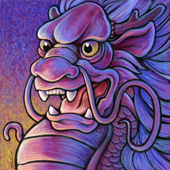 Bestiary Prints 1 Art Red Wombat Asian Dragon - 12x12
