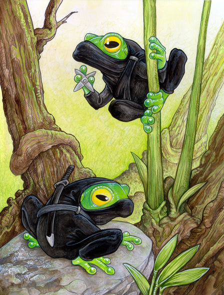 Fabulous Frogs Prints Art Red Wombat Ninja Frog - 12x16 ($14)