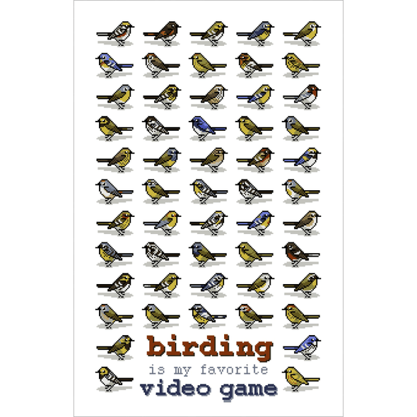 Birding Is My Favorite Video Game Print Art Bird and Moon