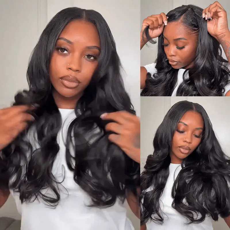 Layered Cut Loose Body Wave U Part Wig Human Hair Wig Clip & Go