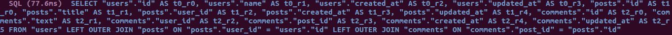 Example query when posts relation is force joined with includes through references