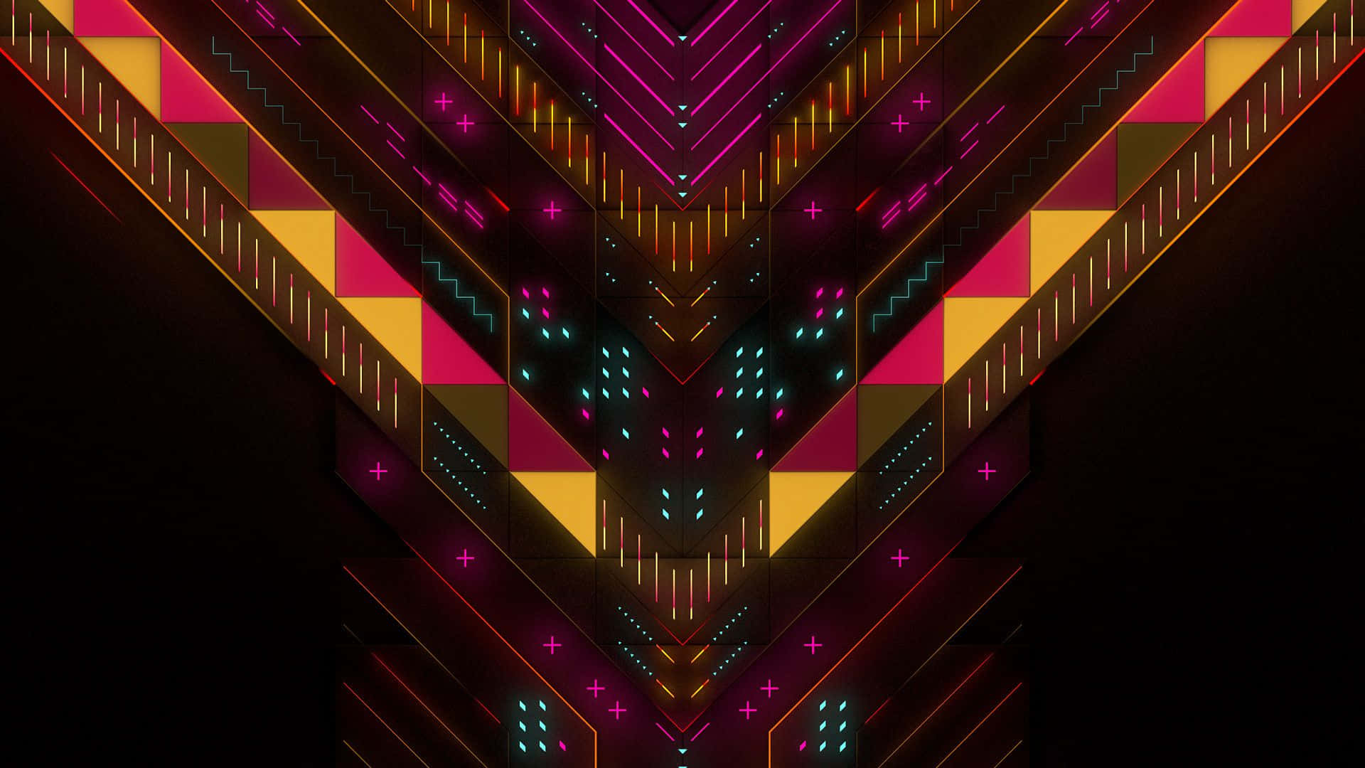 Symétrie Triangulaire Néon Abstraite Fond d'écran