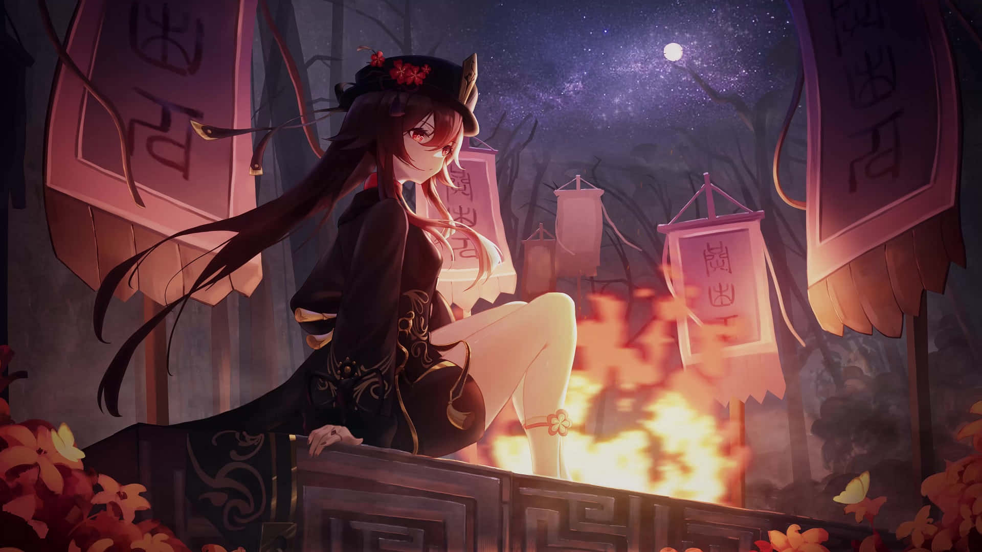 Genshinimpact Hu Tao Animierter Hintergrund