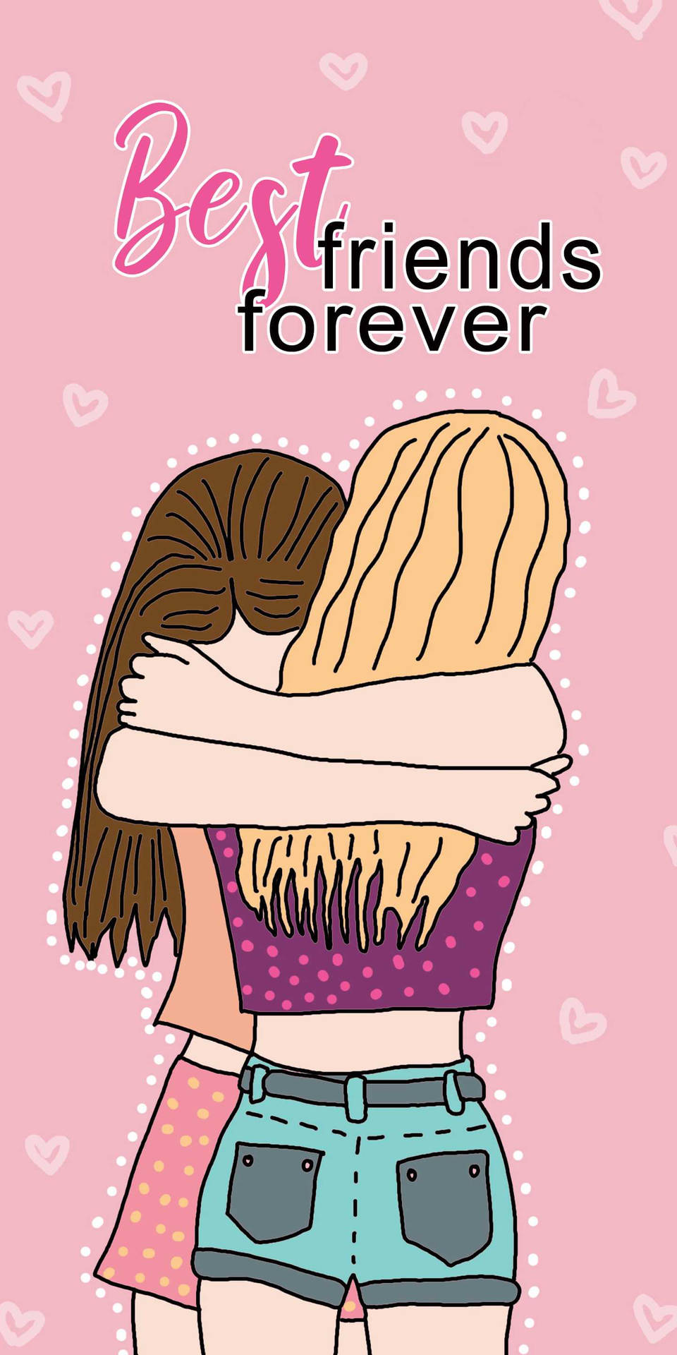 BFF Hug Cartoon Wallpaper