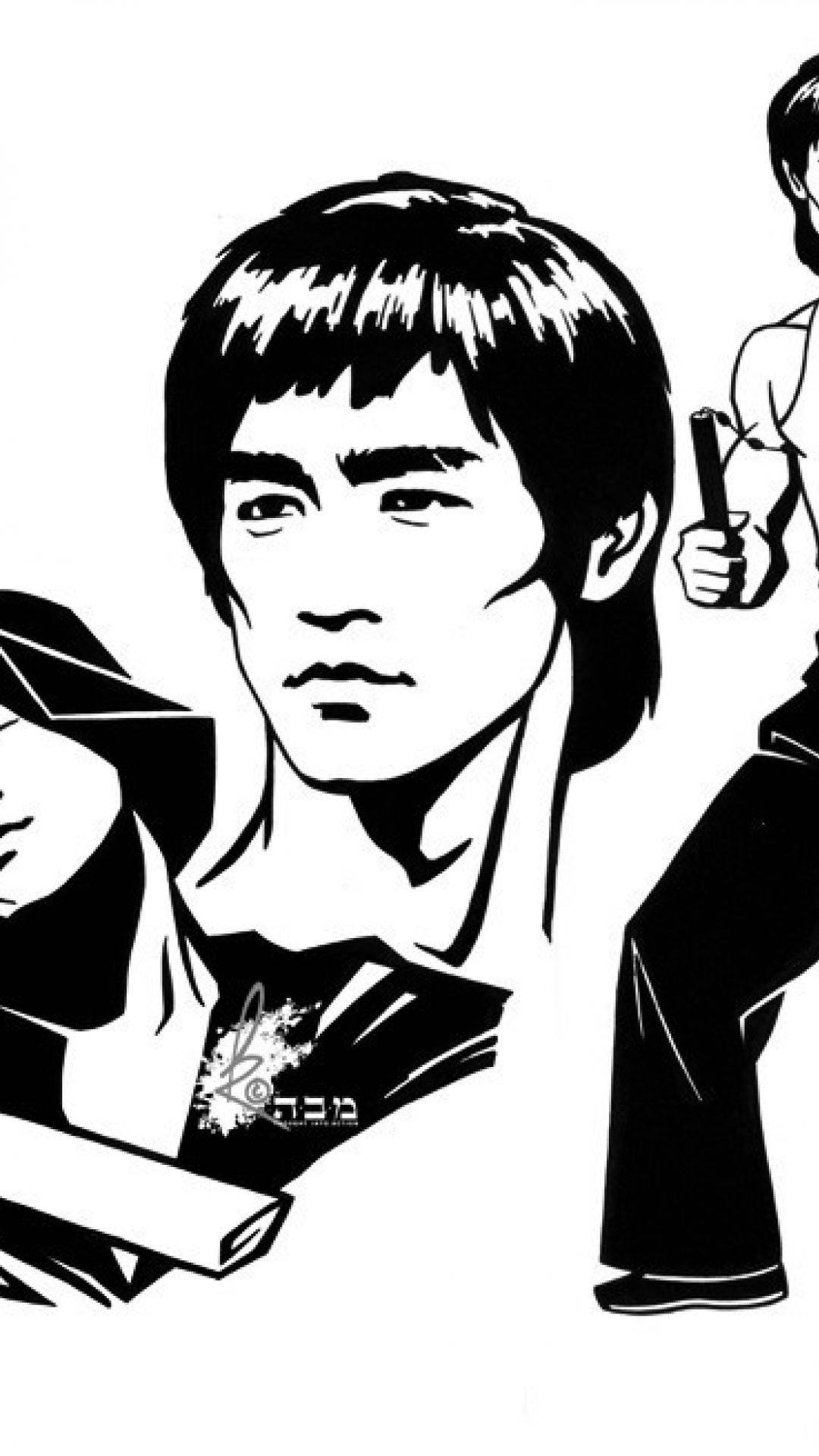 Artedigital De Bruce Lee Em Branco. Papel de Parede