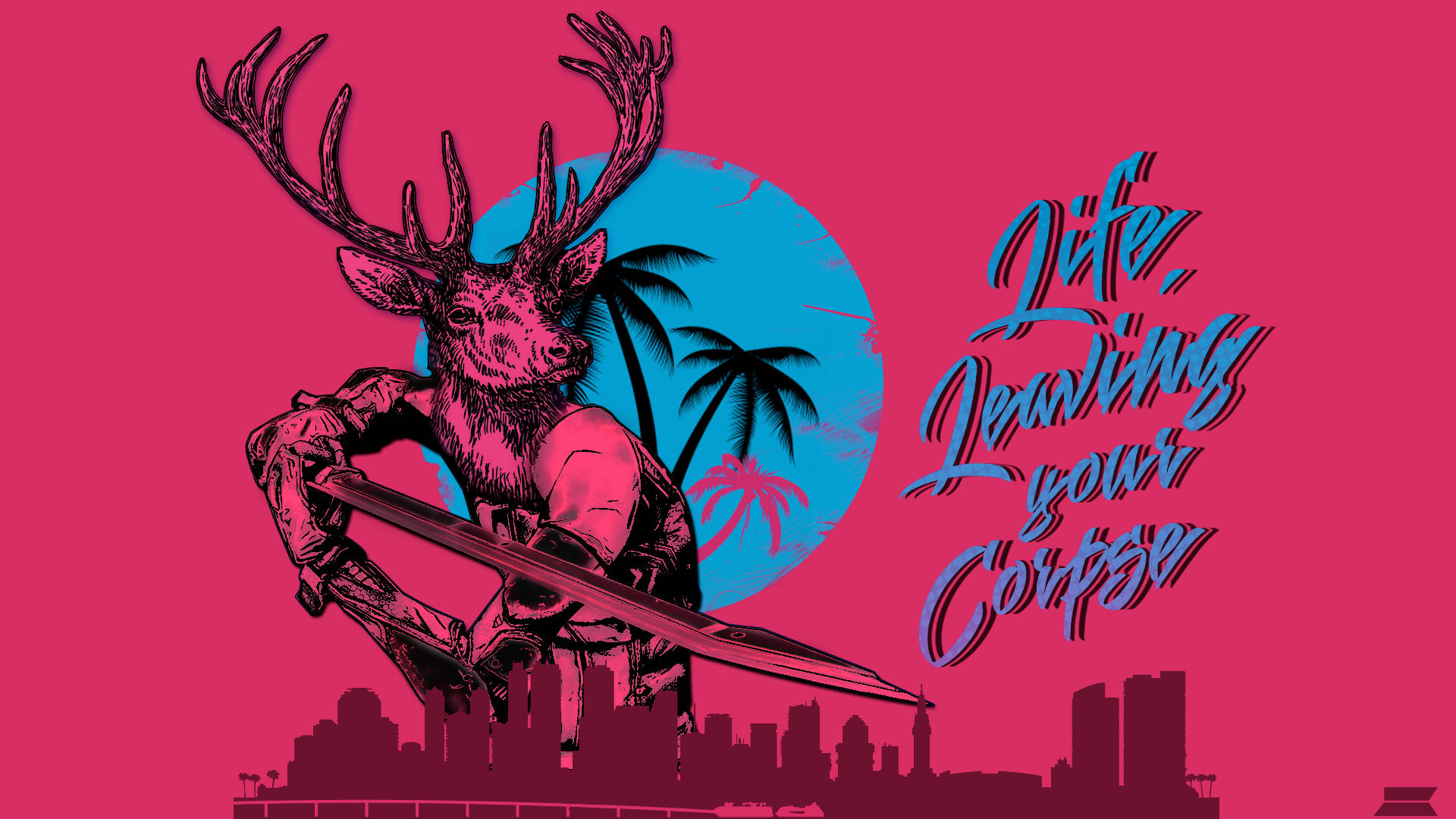 Iconic neon lights of Hotline Miami Wallpaper