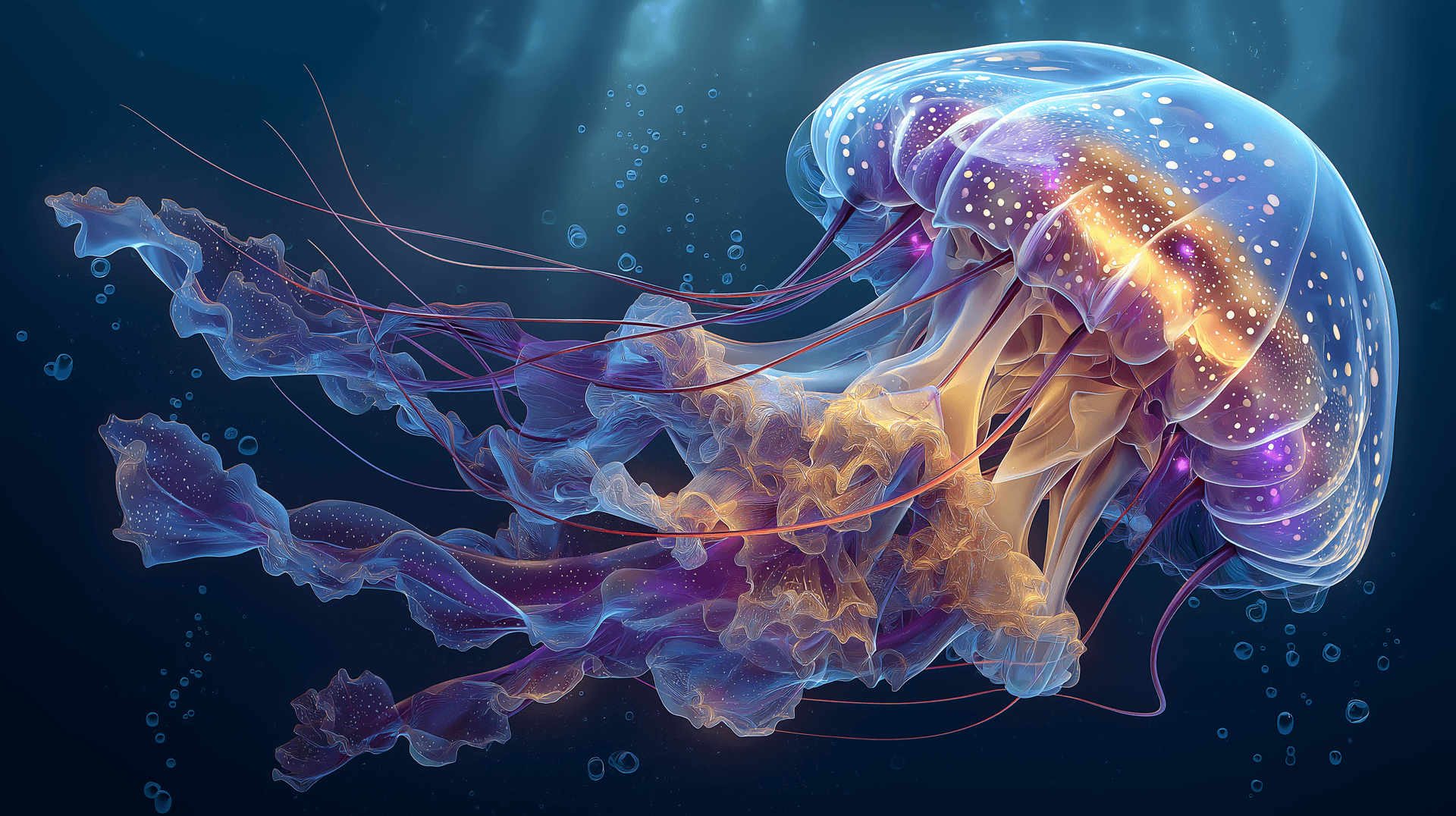 Radiant Deep Ocean Jellyfish Wallpaper