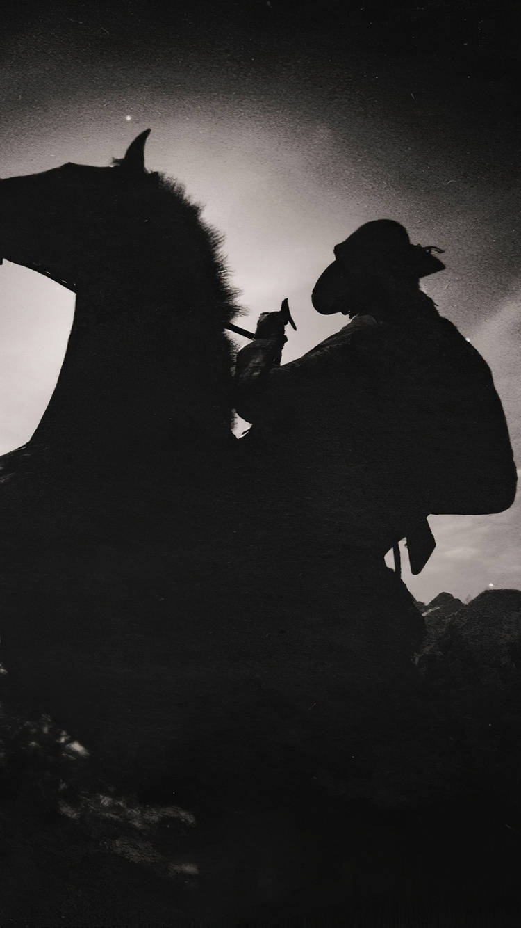 Red Dead Redemption Ii Telefoon Rijder Silhouet Achtergrond