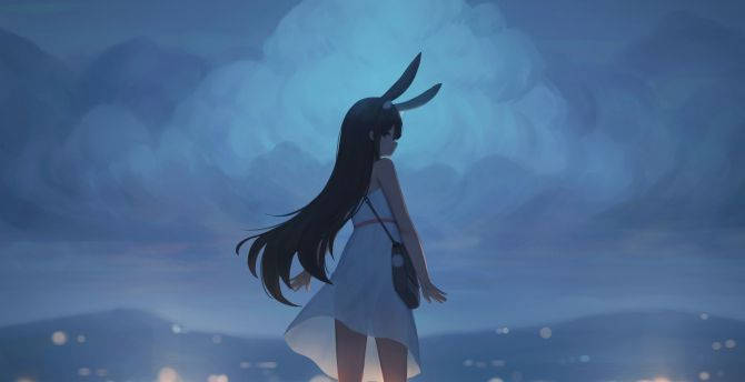 Umagarota De Anime Com Cabelo Branco Em Pé Em Um Jardim Colorido.