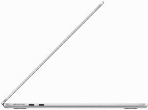 Sudraba krāsas MacBook Air sānskats