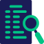 Icon of document with a magnifying glass