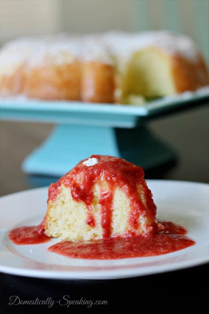 Lemon Sponge Cake with Strawberry Syrup