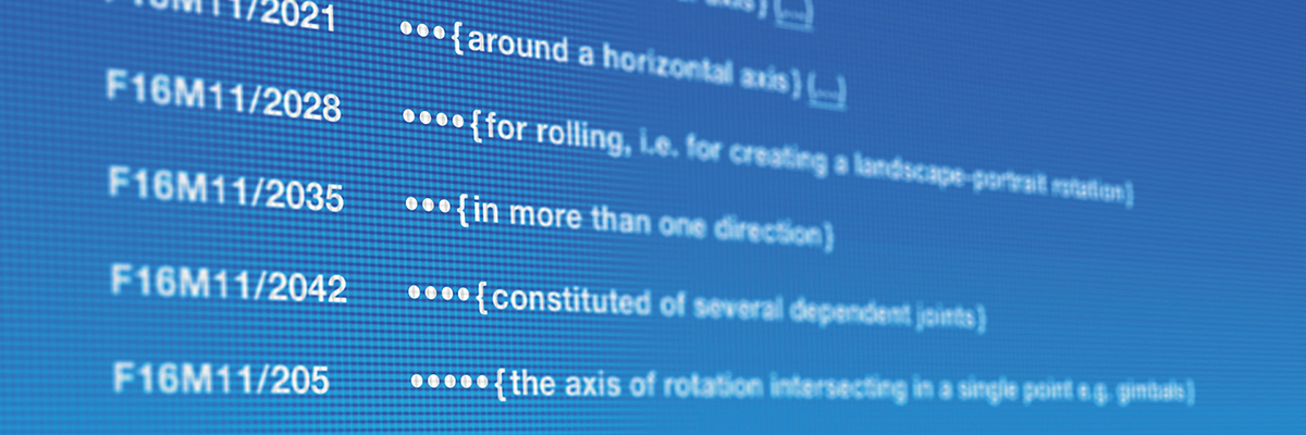 Classification codes and descriptions on a screen