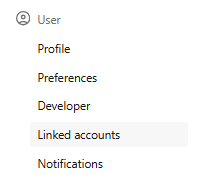 The Linked accounts section within Databricks Settings—Databricks Git folders