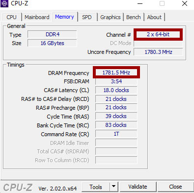 cpuz memory tab