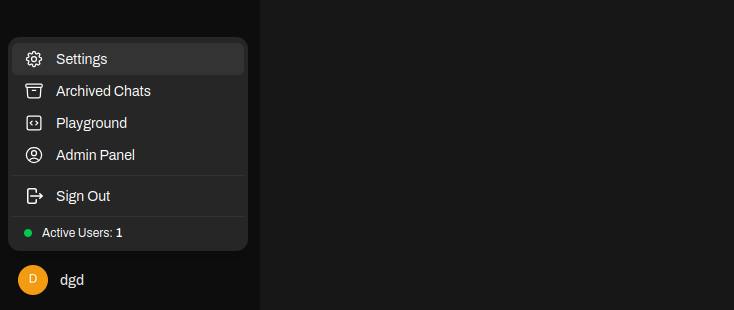 open webui user menu