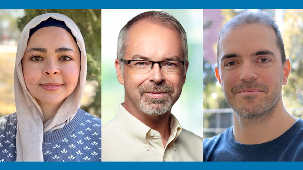 Photographs of the three winners of the NC3Rs International 3Rs Prize. Left to right: Dr Riham Ayoubi, Dr Peter McPherson and Dr Carl Laflamme.