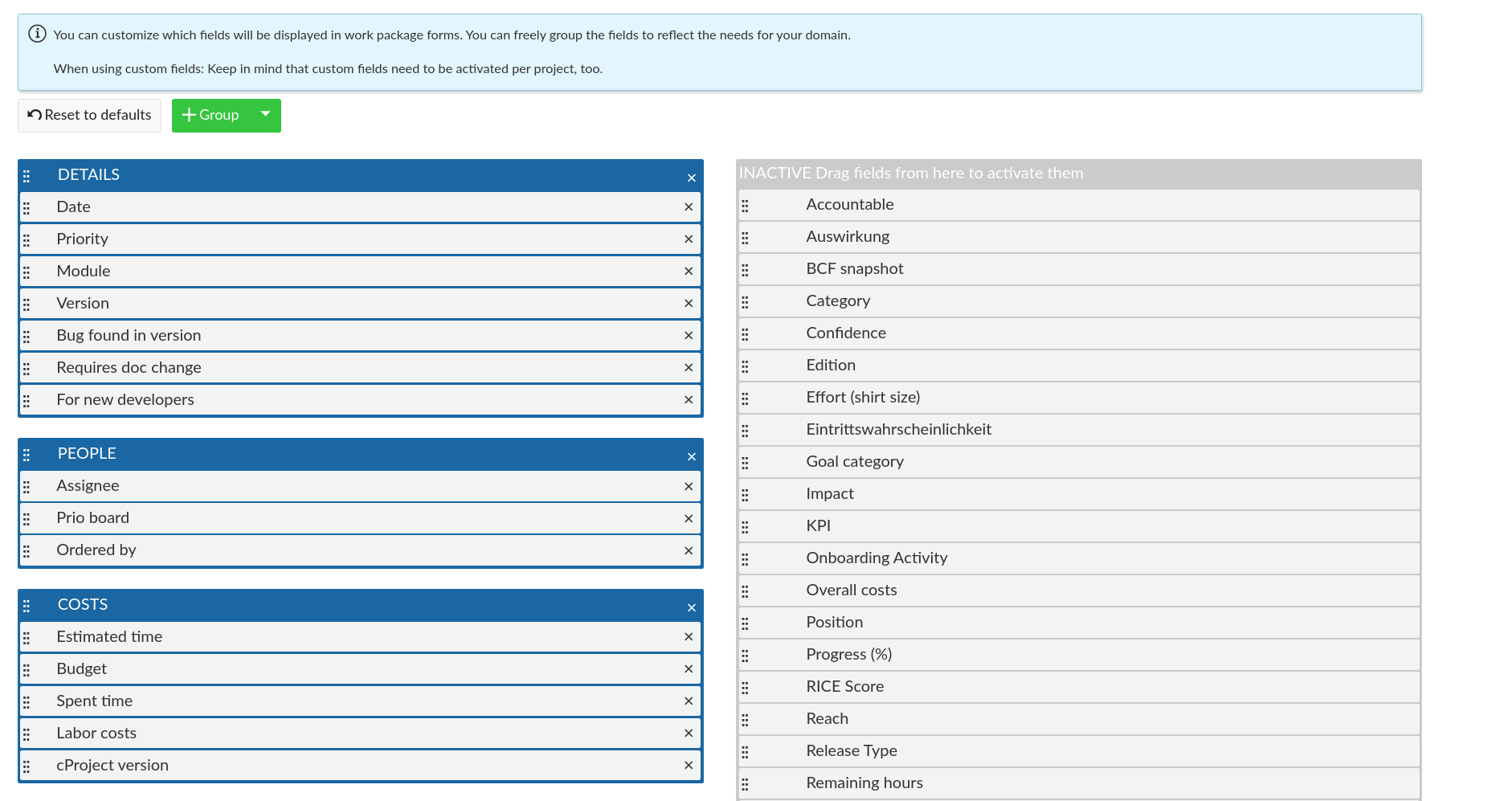 Exemplary form configuration