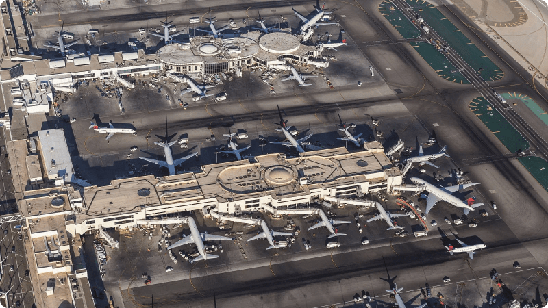 Airplane hanger arial view