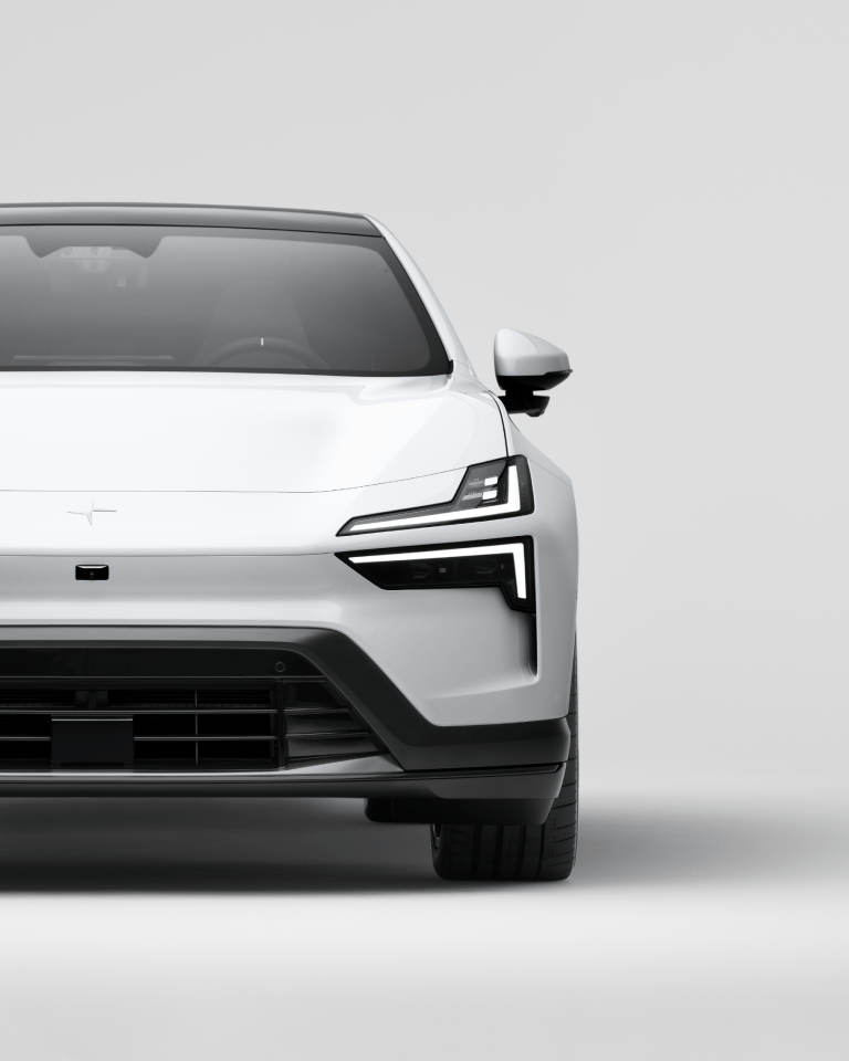 Front view of white Polestar