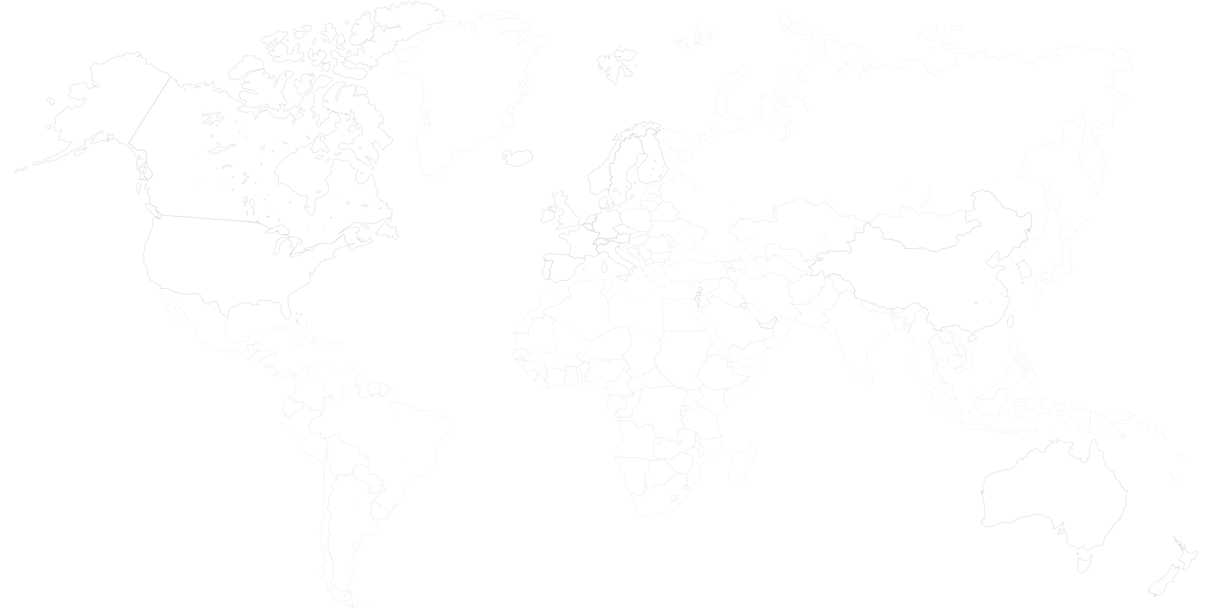 World map where countries where Polestar are present are highlighted in light grey