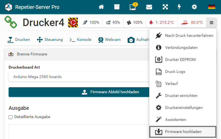 Firmware-Upload direkt im Programm