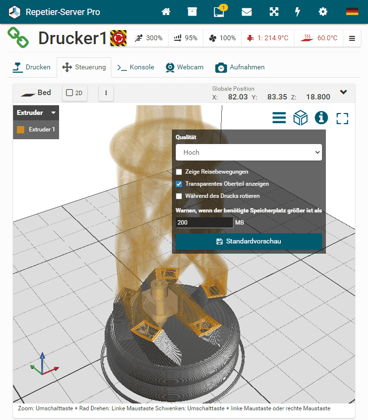 Live 3D-Druckansicht