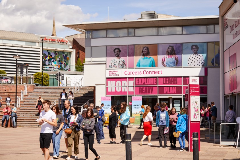 Hallam Square in the sunshine on an open day