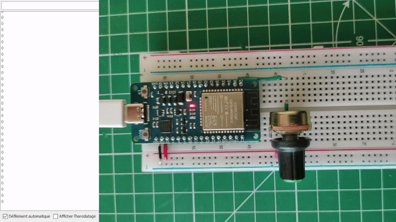 Wiring on adc prototyping plate and potentiometer