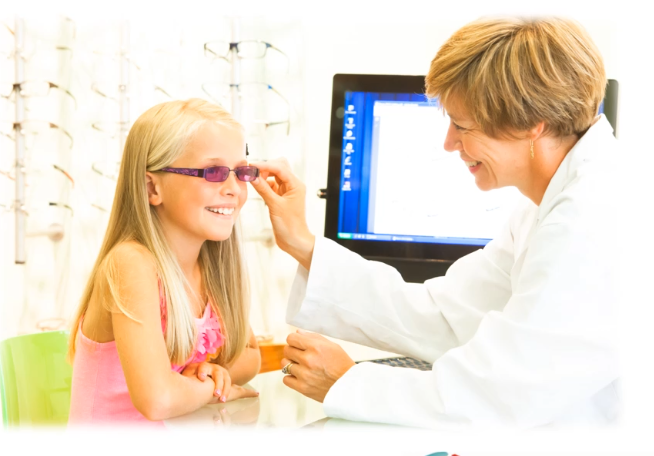 Girl with optometrist
