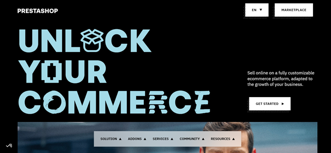 La page d'accueil de PrestaShop prestashop