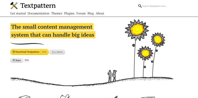 La page d'accueil de Textpattern textpattern