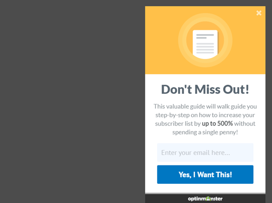 Un modèle de slide-in OptinMonster