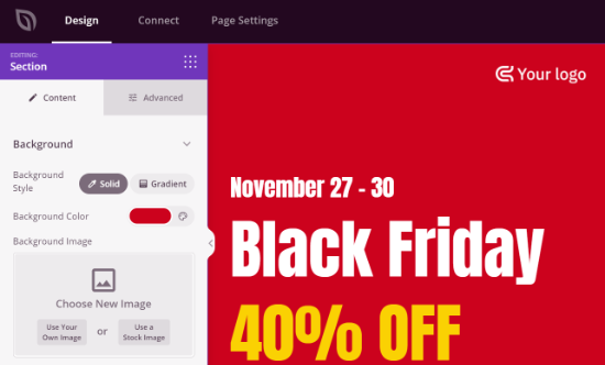 Hintergrundfarbe der Landingpage ändern Hintergrundfarbe der Landingpage ändern