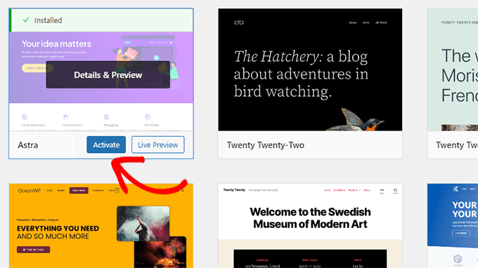 Aktivera WordPress-tema Aktivera WordPress-tema
