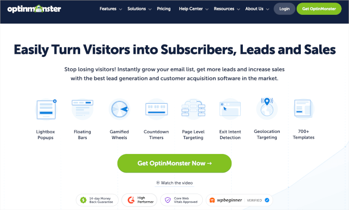 Optinmonsters hemsida Optinmonsters hemsida