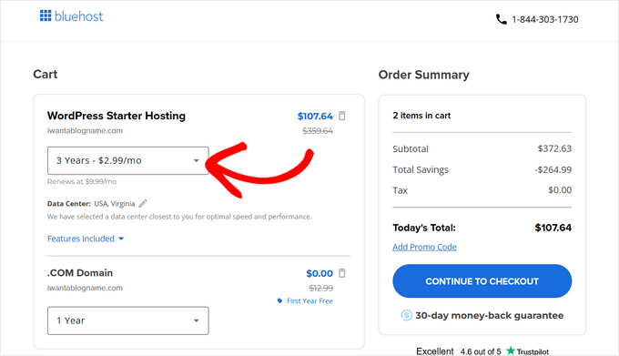 Välj 3-åriga Bluehost-planen för bästa värde Välj 3-åriga Bluehost-planen för bästa värde